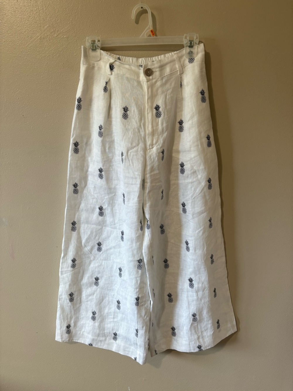Angels by the Sea Kipi Pineapple 100% Linen Pants wide leg women’s size small